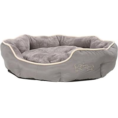 Dehner Niche pour Chiens et Chats Sammy, Ovale, env. 57 x 52 x 14 cm, Polyester, Gris Dehner Niche pour Chiens et Chats Sammy, Ovale, env. 57 x 52 x 14 cm, Polyester, Gris