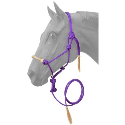 Tough 1 Muserolle en cuir brut avec laisse Violet Cheval Tough 1 Muserolle en cuir brut avec laisse Violet Cheval