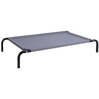 lionto Lit pour chien surélevé d'extérieur, couchage stable pour animaux avec bonne circulation de l'air, 75x47 cm, housse amovible en maille respirante, cadre métallique robuste, gris lionto Lit pour chien surélevé d'extérieur, couchage stable pour animaux avec bonne circulation de l'air, 75x47 cm, housse amovible en maille respirante, cadre métallique robuste, gris