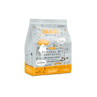Grau Croquettes pour chat Volaille avec pommes de terre 1 paquet (1 x 400 g), sans céréales, pour chats adultes Grau Croquettes pour chat Volaille avec pommes de terre 1 paquet (1 x 400 g), sans céréales, pour chats adultes