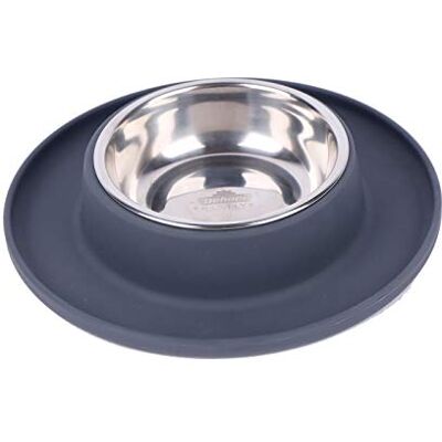 Dehner Gamelle pour chien Clean Bowl 350 ml, Ø 24 cm, hauteur 4 cm, acier inoxydable/silicone, gris foncé Dehner Gamelle pour chien Clean Bowl 350 ml, Ø 24 cm, hauteur 4 cm, acier inoxydable/silicone, gris foncé
