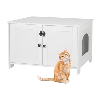 Relaxdays Armoire à litière pour chat avec serrure et cloison de séparation Dimensions (H x l x P) : 46 x 78,5 x 44,5 cm Blanc Relaxdays Armoire à litière pour chat avec serrure et cloison de séparation Dimensions (H x l x P) : 46 x 78,5 x 44,5 cm Blanc