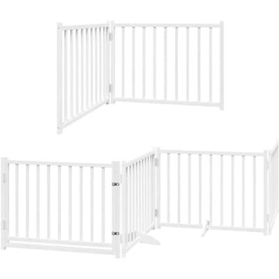 vidaXL Barrière pour chien porte pliable 8panneaux blanc bois peuplier vidaXL Barrière pour chien porte pliable 8panneaux blanc bois peuplier