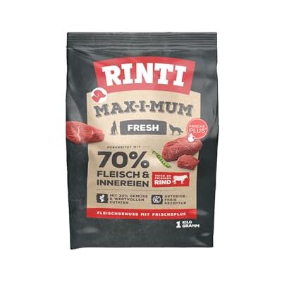 Rinti Max-i-Mum Nourriture sèche pour chiens adultes avec 70% de viande et d'abats Nourriture complète sans céréales dans un sachet avec un rapport protéines/graisses équilibré 7 x 1 kg de bœuf Rinti Max-i-Mum Nourriture sèche pour chiens adultes avec 70% de viande et d'abats Nourriture complète sans céréales dans un sachet avec un rapport protéines/graisses équilibré 7 x 1 kg de bœuf