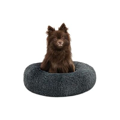 lionto Lit donut pour chiens et chats, lit rond moelleux pour petits et grands animaux domestiques, Ø40 cm, lit pour chats en peluche doux, coussin pour chien avec rembourrage extra épais, gris foncé lionto Lit donut pour chiens et chats, lit rond moelleux pour petits et grands animaux domestiques, Ø40 cm, lit pour chats en peluche doux, coussin pour chien avec rembourrage extra épais, gris foncé