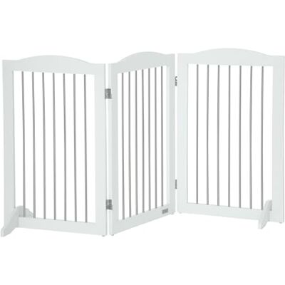 Pawhut Barrière de sécurité pour chien Pliable Avec support 3 plaques Pour escaliers et couloir Blanc 154 x 30 x 80 cm Pawhut Barrière de sécurité pour chien Pliable Avec support 3 plaques Pour escaliers et couloir Blanc 154 x 30 x 80 cm