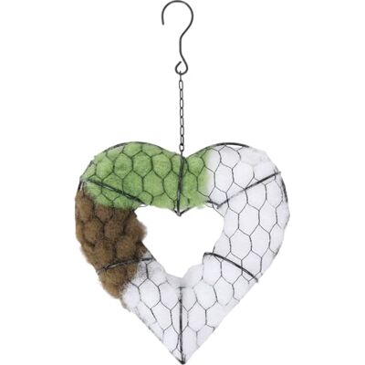 HuhWafee Nid d'oiseau fait à la main en forme de cœur avec rembourrage en coton PP, cadre en métal inoxydable, pour l'intérieur, l'extérieur et le jardin, protection d'arbre d'hiver, maison de colibri HuhWafee Nid d'oiseau fait à la main en forme de cœur avec rembourrage en coton PP, cadre en métal inoxydable, pour l'intérieur, l'extérieur et le jardin, protection d'arbre d'hiver, maison de colibri