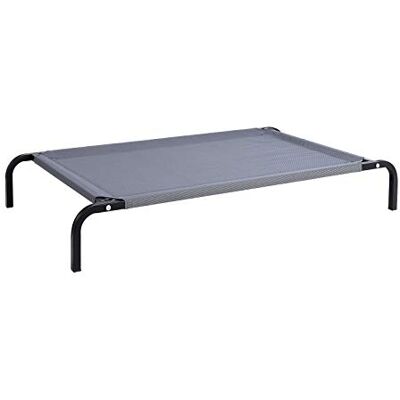 lionto Lit pour chien surélevé d'extérieur, couchage stable pour animaux avec bonne circulation de l'air, 106x62 cm, housse amovible en maille respirante, cadre métallique robuste, gris lionto Lit pour chien surélevé d'extérieur, couchage stable pour animaux avec bonne circulation de l'air, 106x62 cm, housse amovible en maille respirante, cadre métallique robuste, gris