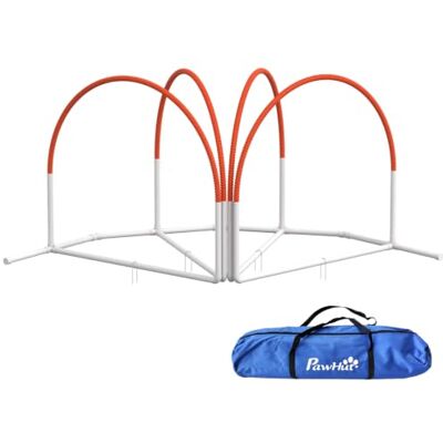 Pawhut Lot de 4 Pièces Équipement Agility Hooper Agility pour Chien Orange Arceaux Entrainement pour Chien, Obstacle, Sac de Transport Pawhut Lot de 4 Pièces Équipement Agility Hooper Agility pour Chien Orange Arceaux Entrainement pour Chien, Obstacle, Sac de Transport