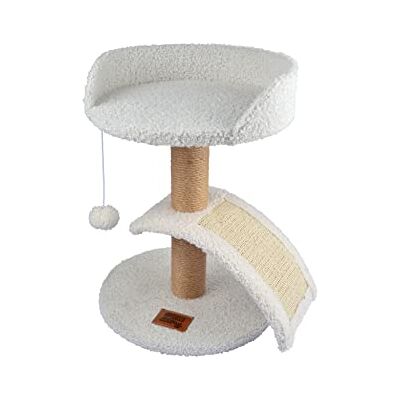 Arbre à Chats Wooly - Blanc - 40cm H x 30cm D - Polyester Résistant Arbre à Chats Wooly - Blanc - 40cm H x 30cm D - Polyester Résistant