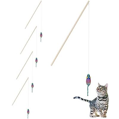 Relaxdays Lot de 5 pêches interactives pour chat avec souris 106 cm de long Multicolore Relaxdays Lot de 5 pêches interactives pour chat avec souris 106 cm de long Multicolore
