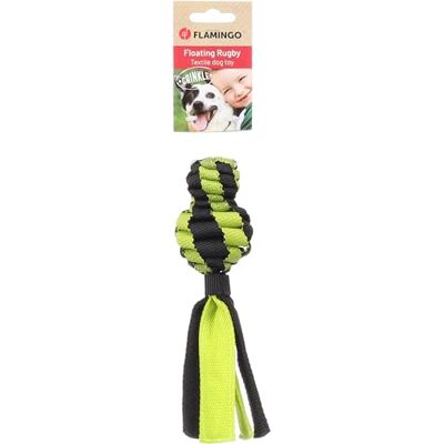 FLAMINGO Jouet pour Chien Rofas Rugby tissé avec Balle S Vert/Noir 21x5,7x5,7cm Flottant et avec Bruit de craquement FLAMINGO Jouet pour Chien Rofas Rugby tissé avec Balle S Vert/Noir 21x5,7x5,7cm Flottant et avec Bruit de craquement