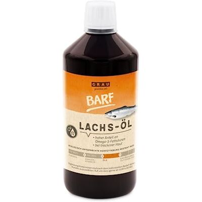 Grau L'original – Huile de saumon, avec acides gras Omega 3 et oméga 6 importants, soutient la peau et le pelage, 1 paquet (1 x 750 ml), complément alimentaire pour chiens et chats Grau L'original – Huile de saumon, avec acides gras Omega 3 et oméga 6 importants, soutient la peau et le pelage, 1 paquet (1 x 750 ml), complément alimentaire pour chiens et chats