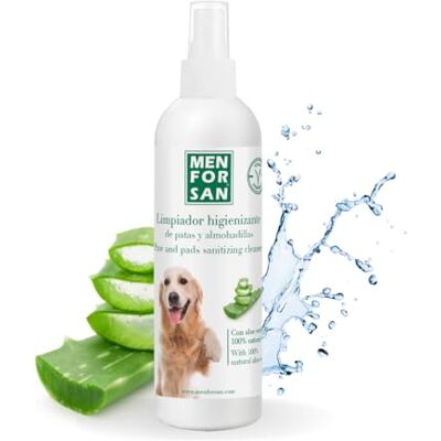MENFORSAN Nettoyant pour pattes et coussinets pour chiens Hygiène pour monter sur le canapé et le lit Spray pour toutes les races Avec de l'aloe vera 100% naturel Produit végétalien 125 ml MENFORSAN Nettoyant pour pattes et coussinets pour chiens Hygiène pour monter sur le canapé et le lit Spray pour toutes les races Avec de l'aloe vera 100% naturel Produit végétalien 125 ml