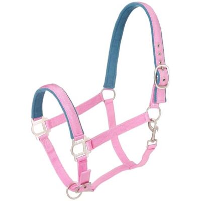 Tough 1 Licol rembourré en nylon avec matériel en satin, pour cheval, rose Tough 1 Licol rembourré en nylon avec matériel en satin, pour cheval, rose