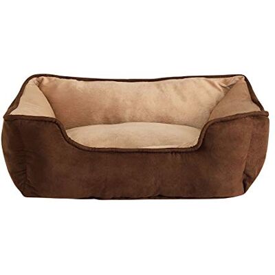 lionto Lit pour chien 2-en-1 avec entrée confortable, couchage douillet réversible pour chiens et chats, 60x50 cm, coussin pour chien en suédine facile d'entretien, marron/beige lionto Lit pour chien 2-en-1 avec entrée confortable, couchage douillet réversible pour chiens et chats, 60x50 cm, coussin pour chien en suédine facile d'entretien, marron/beige