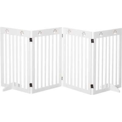 Pawhut Barrière pliable autoportante pour chien avec pieds de support Blanc Pawhut Barrière pliable autoportante pour chien avec pieds de support Blanc