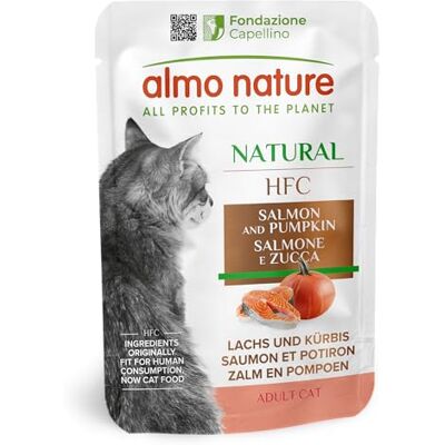 almo nature HFC Natural Nourriture Humide pour Chats Adultes Saumon et Potiron 55g, Lot de 24 almo nature HFC Natural Nourriture Humide pour Chats Adultes Saumon et Potiron 55g, Lot de 24