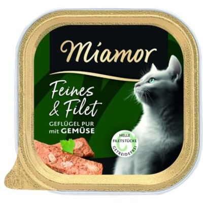Miamor Feines & Filet Nourriture humide pour chats adultes avec morceaux de filet clairs. Nourriture complémentaire faible en graisse dans le bol sans additifs artificiels 16 x 100 g de volaille Miamor Feines & Filet Nourriture humide pour chats adultes avec morceaux de filet clairs. Nourriture complémentaire faible en graisse dans le bol sans additifs artificiels 16 x 100 g de volaille