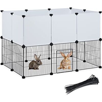 Relaxdays Enclos à emboîter pour petits animaux Dimensions (H x l x P) : 72,5 x 110 x 74 cm Noir et blanc Relaxdays Enclos à emboîter pour petits animaux Dimensions (H x l x P) : 72,5 x 110 x 74 cm Noir et blanc