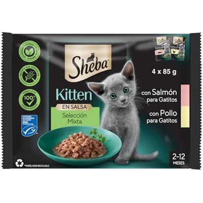 Nourriture humide SHEBA Kitten saumon poulet pour chatons - Jusqu'à 1 an - Sélection mixte Nourriture humide SHEBA Kitten saumon poulet pour chatons - Jusqu'à 1 an - Sélection mixte