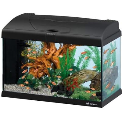 Hydor Aquarium complet 40L tropical ou d'eau douce Accessoires d'aquarium : lampe LED, filtre intérieur, chauffage, 52 x 27 x 36 cm, en verre noir Hydor Aquarium complet 40L tropical ou d'eau douce Accessoires d'aquarium : lampe LED, filtre intérieur, chauffage, 52 x 27 x 36 cm, en verre noir