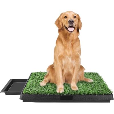 Sailnovo Bac à litière pour chien 63 x 50 cm avec structure à trois niveaux et gazon artificiel, convient aux petits chiens et aux chiens âgés, comportement d'entraînement emballé avec deux morceaux de gazon, Sailnovo Bac à litière pour chien 63 x 50 cm avec structure à trois niveaux et gazon artificiel, convient aux petits chiens et aux chiens âgés, comportement d'entraînement emballé avec deux morceaux de gazon,