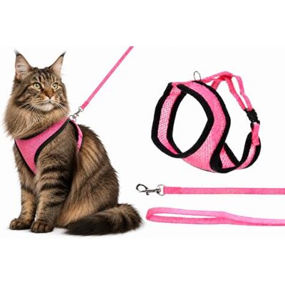 FLAMINGO Harnais pour chat avec laisse Rose 37 cm 43-55 cm 120 cm 15 mm FLAMINGO Harnais pour chat avec laisse Rose 37 cm 43-55 cm 120 cm 15 mm