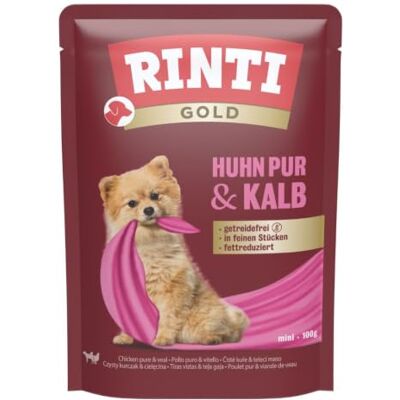 Rinti Or Nourriture humide facile à digérer pour petits chiens adultes Aliment complet dans un sachet frais sans viande moulée, soja ou additifs artificiels 10 x 100 g Poulet pur + veau Rinti Or Nourriture humide facile à digérer pour petits chiens adultes Aliment complet dans un sachet frais sans viande moulée, soja ou additifs artificiels 10 x 100 g Poulet pur + veau