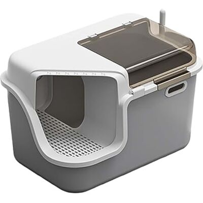 GAOCUNBING Bac à litière pour chat en forme de L avec pelle, facile à nettoyer, pour les grands chats A GAOCUNBING Bac à litière pour chat en forme de L avec pelle, facile à nettoyer, pour les grands chats A