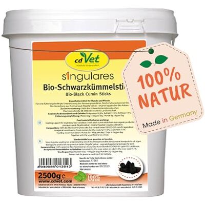 cdVet Produits naturels Bâtonnets de nigelle bio singulares 2,5 kg Chien, cheval Renforcement de la flore intestinale + système immunitaire + état respiratoire Fabrication biologique Sans cdVet Produits naturels Bâtonnets de nigelle bio singulares 2,5 kg Chien, cheval Renforcement de la flore intestinale + système immunitaire + état respiratoire Fabrication biologique Sans