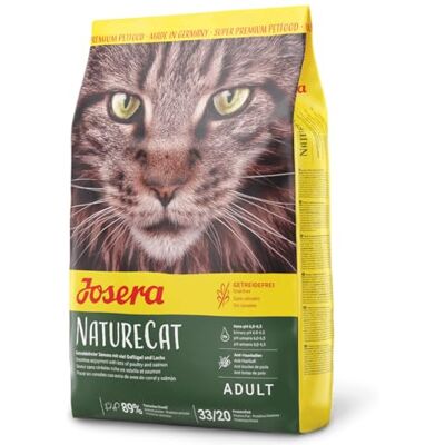 Josera NatureCat Nourriture sèche pour chat sans céréales avec protéines de volaille et de saumon, herbes raffinées et fruits sains 1 paquet Josera NatureCat Nourriture sèche pour chat sans céréales avec protéines de volaille et de saumon, herbes raffinées et fruits sains 1 paquet