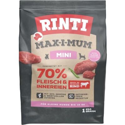 Rinti Max-i-Mum Mini Nourriture sèche pour petits chiens adultes avec 70% de viande et d'abats Nourriture complète sans céréales avec un rapport protéines/graisses équilibré 7 x 1 kg de bœuf Rinti Max-i-Mum Mini Nourriture sèche pour petits chiens adultes avec 70% de viande et d'abats Nourriture complète sans céréales avec un rapport protéines/graisses équilibré 7 x 1 kg de bœuf