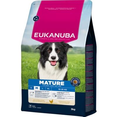 Eukanuba Nourriture sèche pour Chiens au Poulet Frais pour Races Moyennes, Nourriture sèche Premium pour Chiens matures, 3 kg Eukanuba Nourriture sèche pour Chiens au Poulet Frais pour Races Moyennes, Nourriture sèche Premium pour Chiens matures, 3 kg