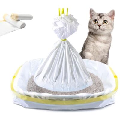 Cikonielf Doublures de litière pour chat cordon de serrage sacs de bac à litière pour chat épaississement doublure de litière pour chat fournitures de nettoyage pour animaux de compagnie(M) Cikonielf Doublures de litière pour chat cordon de serrage sacs de bac à litière pour chat épaississement doublure de litière pour chat fournitures de nettoyage pour animaux de compagnie(M)