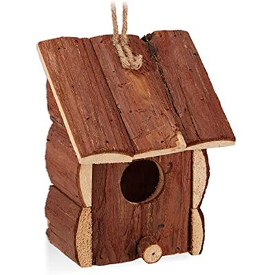 Relaxdays Mini maison d’oiseau, Déco pour suspendre, naturel Bois non traité, balcon, Petite maisonnette, 16,5x12x9,5cm Relaxdays Mini maison d’oiseau, Déco pour suspendre, naturel Bois non traité, balcon, Petite maisonnette, 16,5x12x9,5cm
