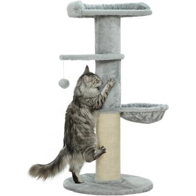 Pawhut Arbre à Chat Hauteur Ø 48 x 103,5 cm, tonneau à gratter pour Chats avec griffoir en sisal, hamac, Plateforme, Balle Jouet, Tissu Peluche, Multi-Niveaux, Gris Clair Pawhut Arbre à Chat Hauteur Ø 48 x 103,5 cm, tonneau à gratter pour Chats avec griffoir en sisal, hamac, Plateforme, Balle Jouet, Tissu Peluche, Multi-Niveaux, Gris Clair
