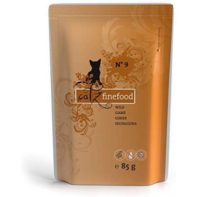 Catz finefood N° 9 Wild Nourriture pour chat humide, raffinée avec pommes de terre et airelles, 8 sachets de 85 g Catz finefood N° 9 Wild Nourriture pour chat humide, raffinée avec pommes de terre et airelles, 8 sachets de 85 g