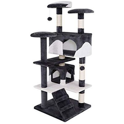 lionto Arbre à Chat Arbre à Grimper griffoir pour Chat Hauteur 130 cm, Gris/Blanc lionto Arbre à Chat Arbre à Grimper griffoir pour Chat Hauteur 130 cm, Gris/Blanc