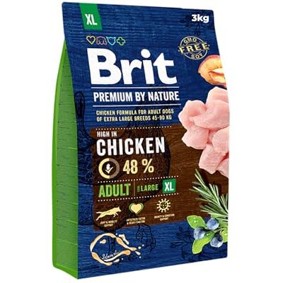 Brit Premium by Nature Adult Nourriture sèche XL pour chiens extra larges, soutient la digestion, les articulations et les défenses, 3 kg Brit Premium by Nature Adult Nourriture sèche XL pour chiens extra larges, soutient la digestion, les articulations et les défenses, 3 kg