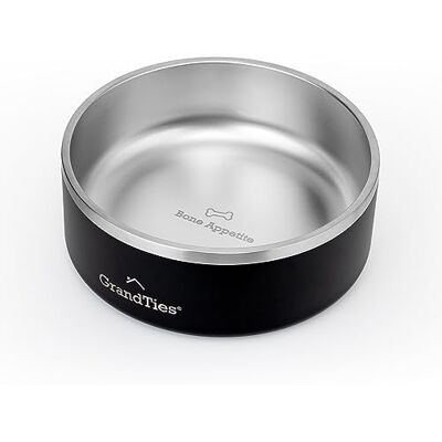 GRANDTIES Gamelle pour chien en acier inoxydable Gamelle gravée réutilisable sans BPA Grande gamelle antidérapante et anti-déversement Gamelle à eau d'extérieur pour chien (1,2 l, noir minuit) GRANDTIES Gamelle pour chien en acier inoxydable Gamelle gravée réutilisable sans BPA Grande gamelle antidérapante et anti-déversement Gamelle à eau d'extérieur pour chien (1,2 l, noir minuit)