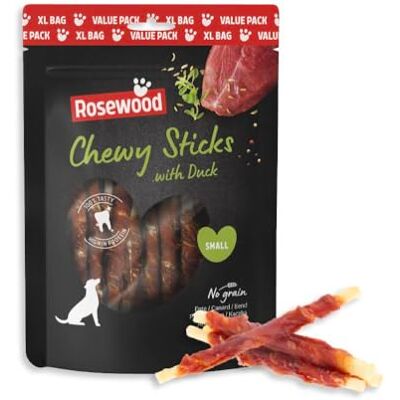 Rosewood Chewy Sticks Canard Small – Bâtonnets à mâcher au canard et à la peau de bœuf, friandise pour chiens, favorise l’hygiène dentaire, sans céréales, sans additifs artificiels, 500 g Rosewood Chewy Sticks Canard Small – Bâtonnets à mâcher au canard et à la peau de bœuf, friandise pour chiens, favorise l’hygiène dentaire, sans céréales, sans additifs artificiels, 500 g