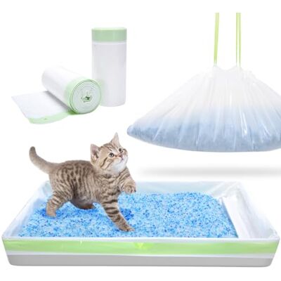PETOCAT Lot de 30 sacs à litière pour chat avec cordon de serrage Sacs à déchets épais et étanches Durable et robuste PETOCAT Lot de 30 sacs à litière pour chat avec cordon de serrage Sacs à déchets épais et étanches Durable et robuste