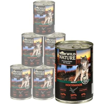 Dehner Wild Nature Nourriture humide pour chiens adultes, canard, 6 boîtes de 400 g (2,4 kg) Dehner Wild Nature Nourriture humide pour chiens adultes, canard, 6 boîtes de 400 g (2,4 kg)