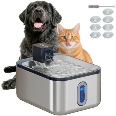 Pawhut Fontaine à eau pour chat automatique sans fil en inox 5L Argent Indicateur LED, Pompe Ultra-Silencieuse, Batterie 4000 mAh, Distributeur Eau Chat Chargeur USB, Plusieurs Animaux Pawhut Fontaine à eau pour chat automatique sans fil en inox 5L Argent Indicateur LED, Pompe Ultra-Silencieuse, Batterie 4000 mAh, Distributeur Eau Chat Chargeur USB, Plusieurs Animaux