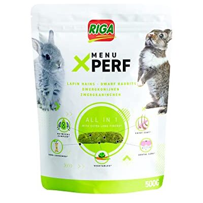 Riga Menu X’Perf Aliment Complet pour Lapins Nains Graines de Lin, Fibres et Légumes Extraits de Yucca -Riche en Fibres Et Prébiotiques Idéal pour la Brillance des Poils 500G Riga Menu X’Perf Aliment Complet pour Lapins Nains Graines de Lin, Fibres et Légumes Extraits de Yucca -Riche en Fibres Et Prébiotiques Idéal pour la Brillance des Poils 500G