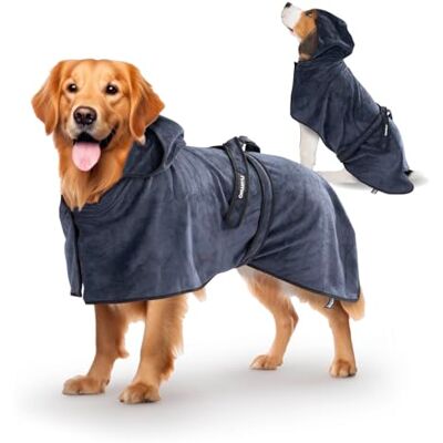 FLUFFINO Peignoir pour chien Bleu foncé Taille L Doux, absorbant, lavable, séchage rapide Serviette pour animaux de compagnie + fermeture Velcro Serviette de bain pour grands chiens FLUFFINO Peignoir pour chien Bleu foncé Taille L Doux, absorbant, lavable, séchage rapide Serviette pour animaux de compagnie + fermeture Velcro Serviette de bain pour grands chiens