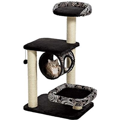MidWest Homes for Pets Arbre à chat Escapade à 4 niveaux avec support enveloppé de sisal et griffoir pour chat Motif noir/blanc Arbre à chat moyen Modèle 138E-BK MidWest Homes for Pets Arbre à chat Escapade à 4 niveaux avec support enveloppé de sisal et griffoir pour chat Motif noir/blanc Arbre à chat moyen Modèle 138E-BK