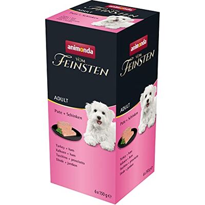 animonda Vom Feinsten Nourriture pour chien humide avec dinde et jambon (6 x 150 g), nourriture pour chien sans céréales ni sucre d'animonda, ingrédients frais et charnus animonda Vom Feinsten Nourriture pour chien humide avec dinde et jambon (6 x 150 g), nourriture pour chien sans céréales ni sucre d'animonda, ingrédients frais et charnus