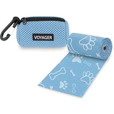 Best Pet Supplies Support de sac à déjections canines avec 15 sacs, bleu layette, distributeur réutilisable en maille pour voyage, marche, parc et utilisation en extérieur, doux et durable avec clip Best Pet Supplies Support de sac à déjections canines avec 15 sacs, bleu layette, distributeur réutilisable en maille pour voyage, marche, parc et utilisation en extérieur, doux et durable avec clip